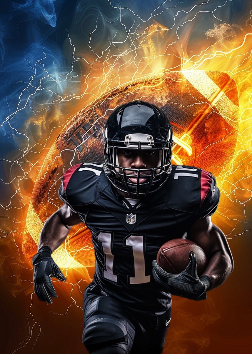 100 American Football Lightning Theme Digital Backdrop Overlay Studio Background