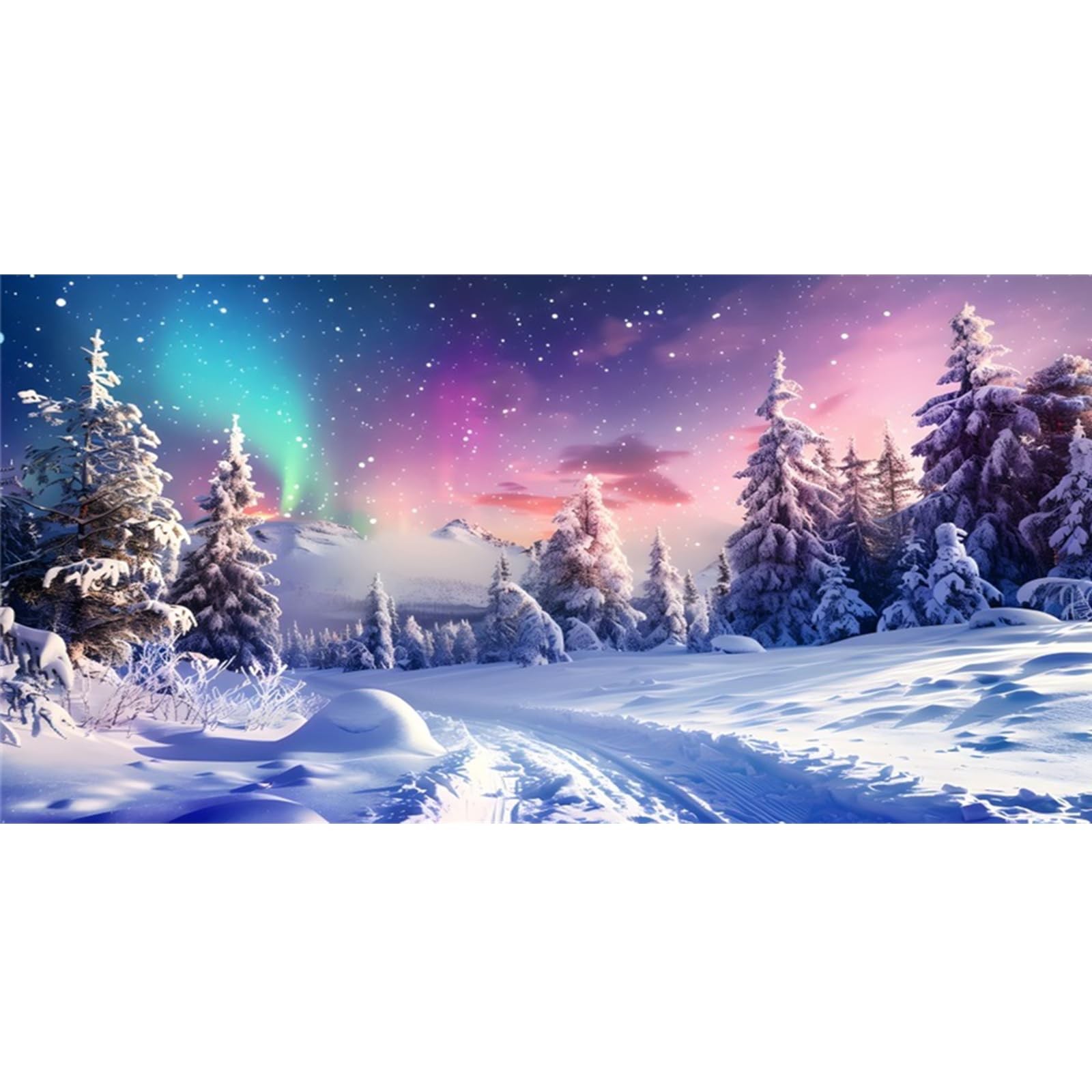 Fish Tank Background 36×18 Inch Winter Snow Scene Aquarium Snowfield Pine For…