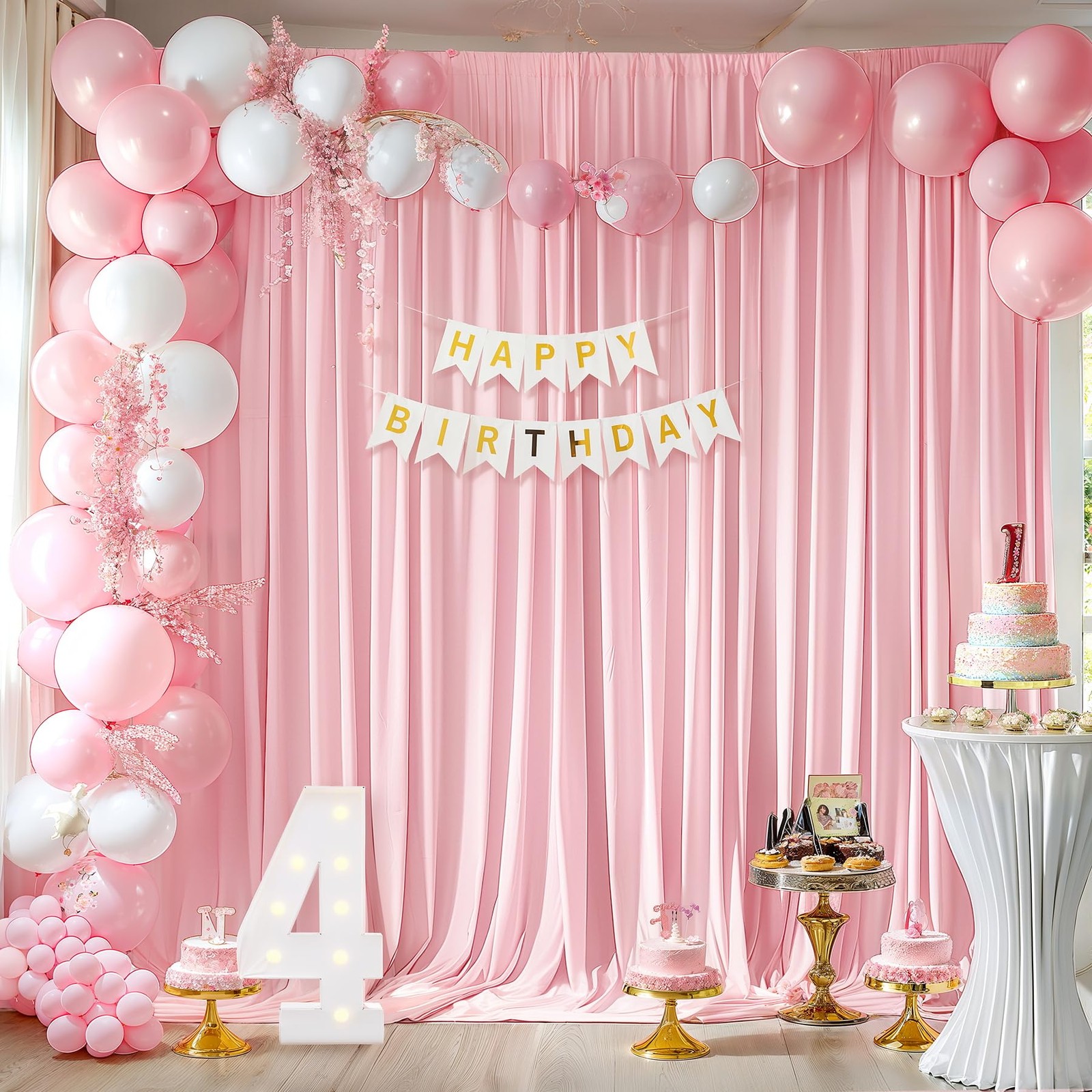 New 10x10ft Pink Backdrop Curtains for Wedding Parties Wrinkle Free Photo Drapes