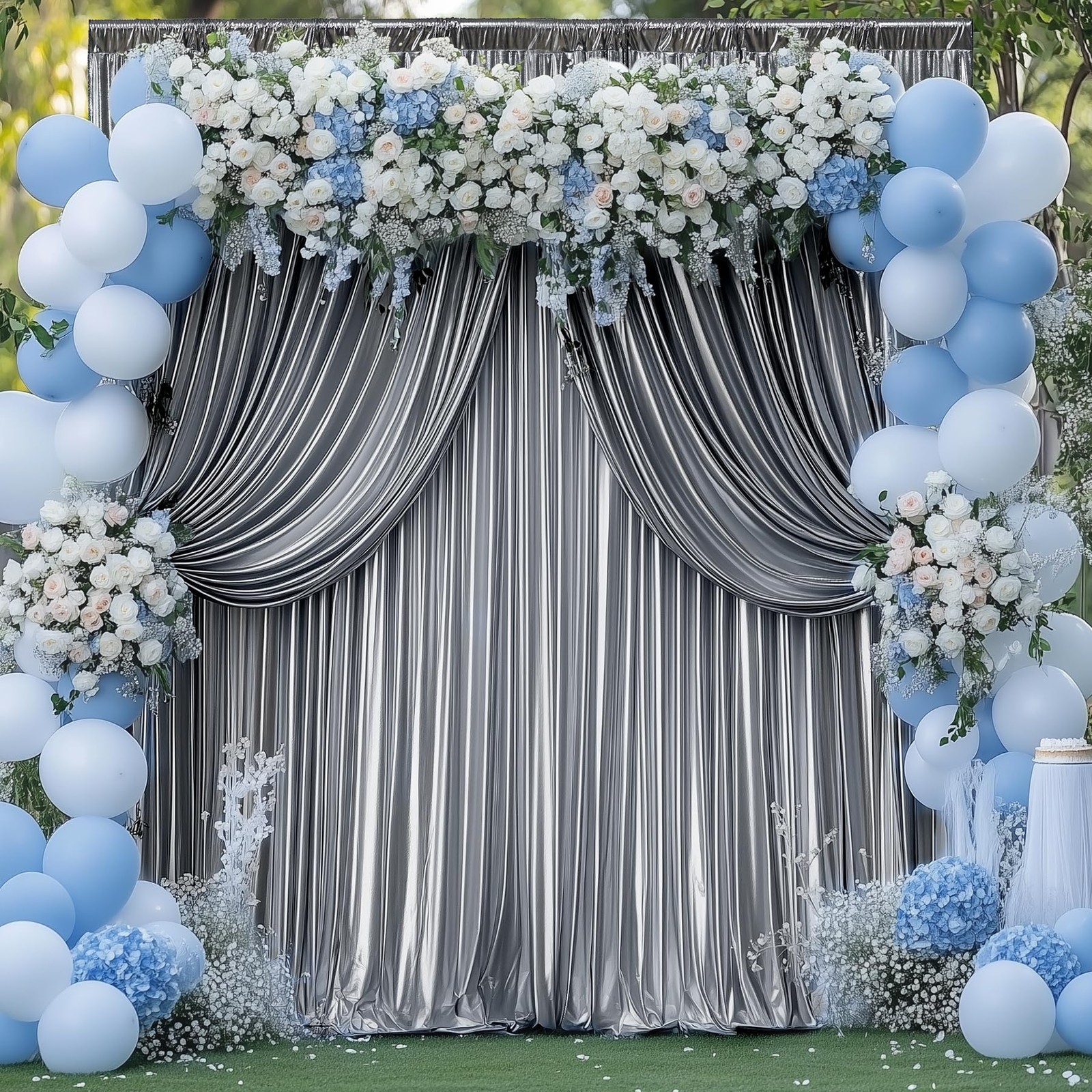 40×10 ft Wrinkle Free Black Silver 5ft(W)x10ft(H)_8 Panels,