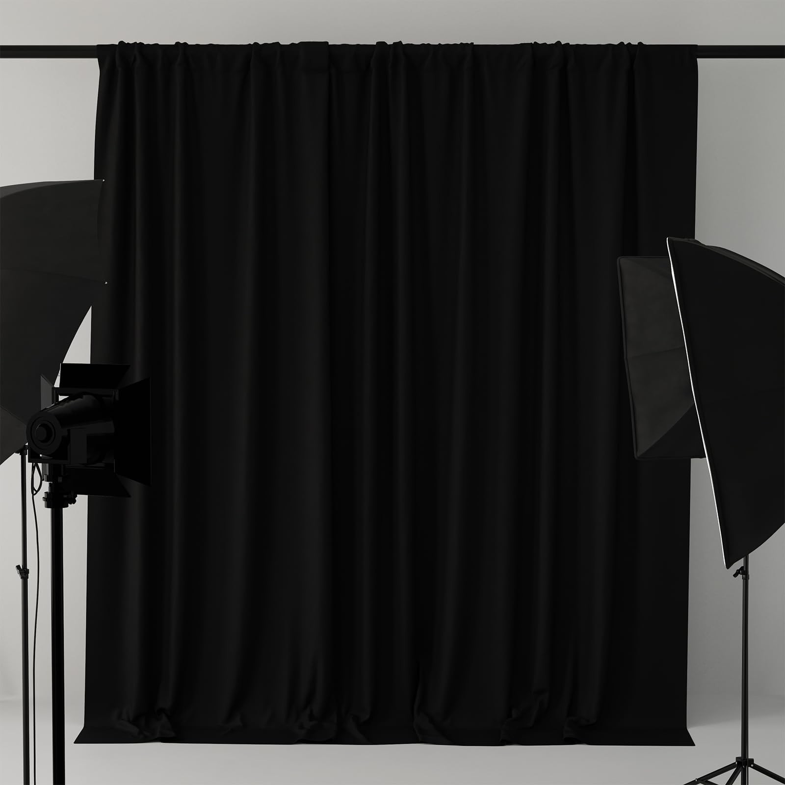 2 Panels 5x7FT Black Photo Backdrop Curtains Wrinkle Resistant Drapes Party