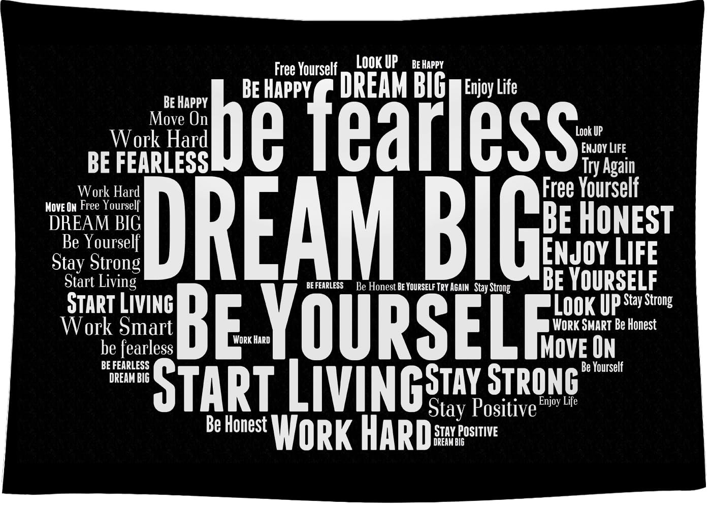 DULUDA 7×5 FT Inspirational Backdrop Positive Words Sayings FT, Black