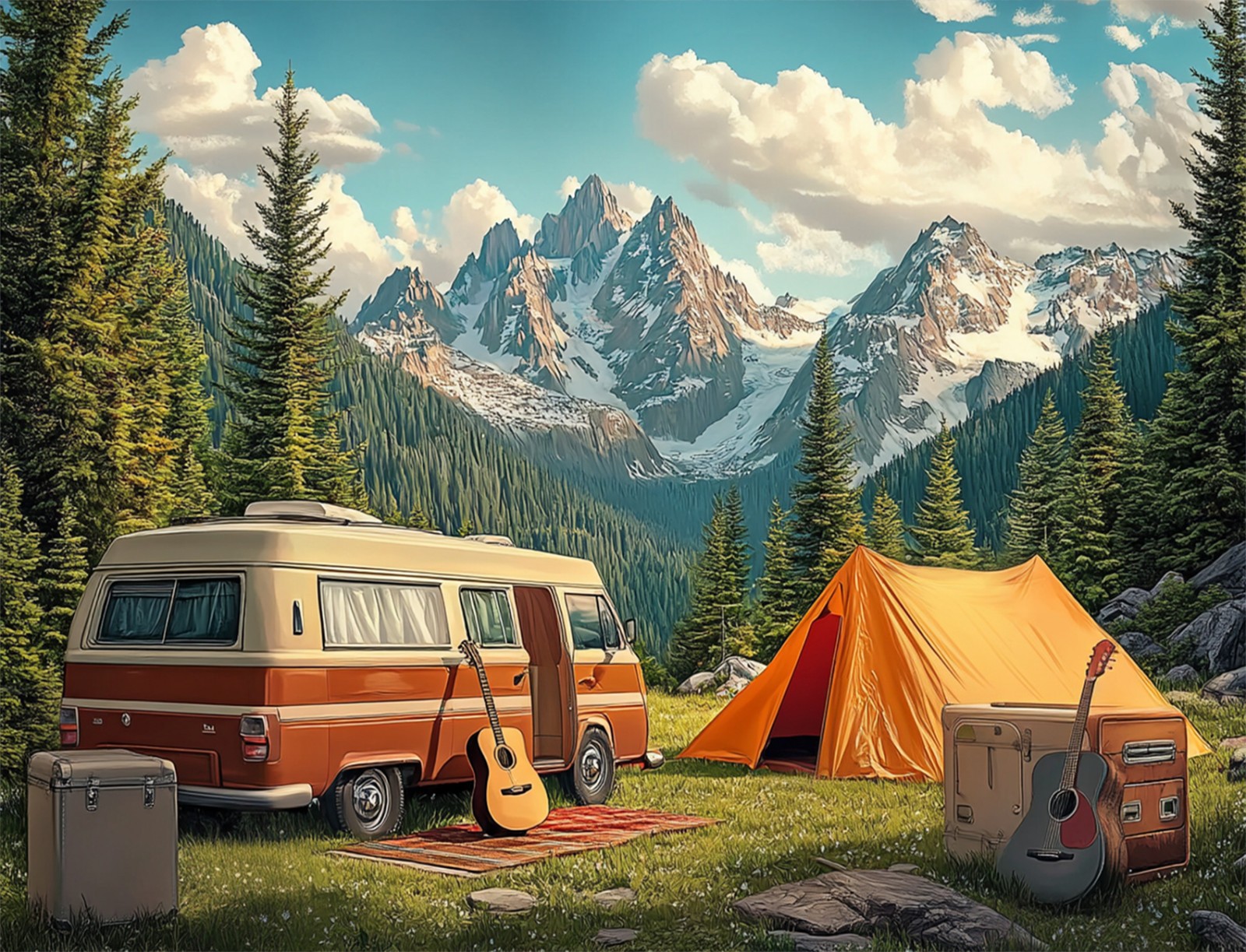 10x8ft Camping Backdrop Outdoor Travel Hiking Party Background for Photography