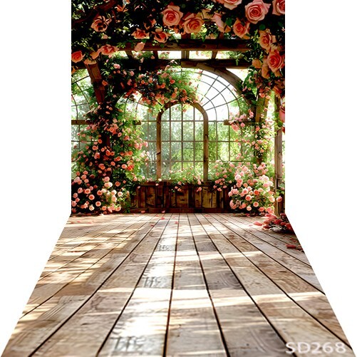 10’x20’CP Arch Window Flowers Scenic Microfiber Fabric background backdrop SD268