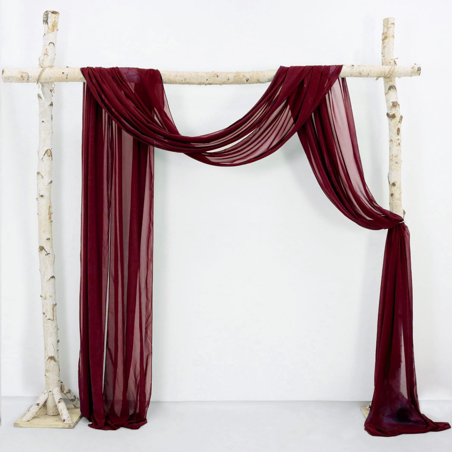 20FT Burgundy Draping Fabric for Wedding 1-Panel Chiffon Sheer Arch Drapes