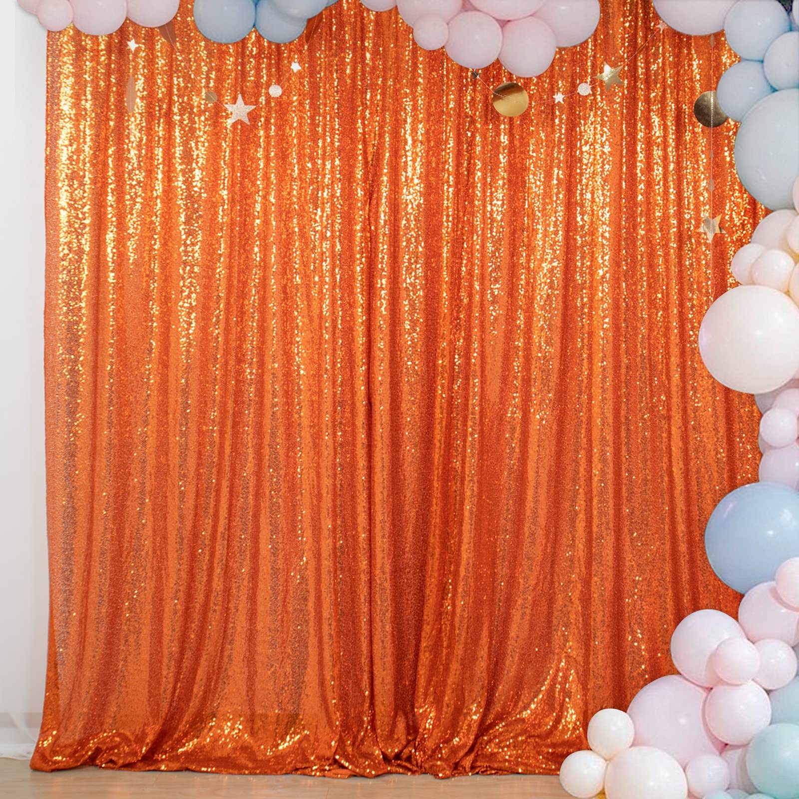 ShinyBeauty Photobooth Backdrop 4FTx7FT Orange Sequin 4FTX7FT,