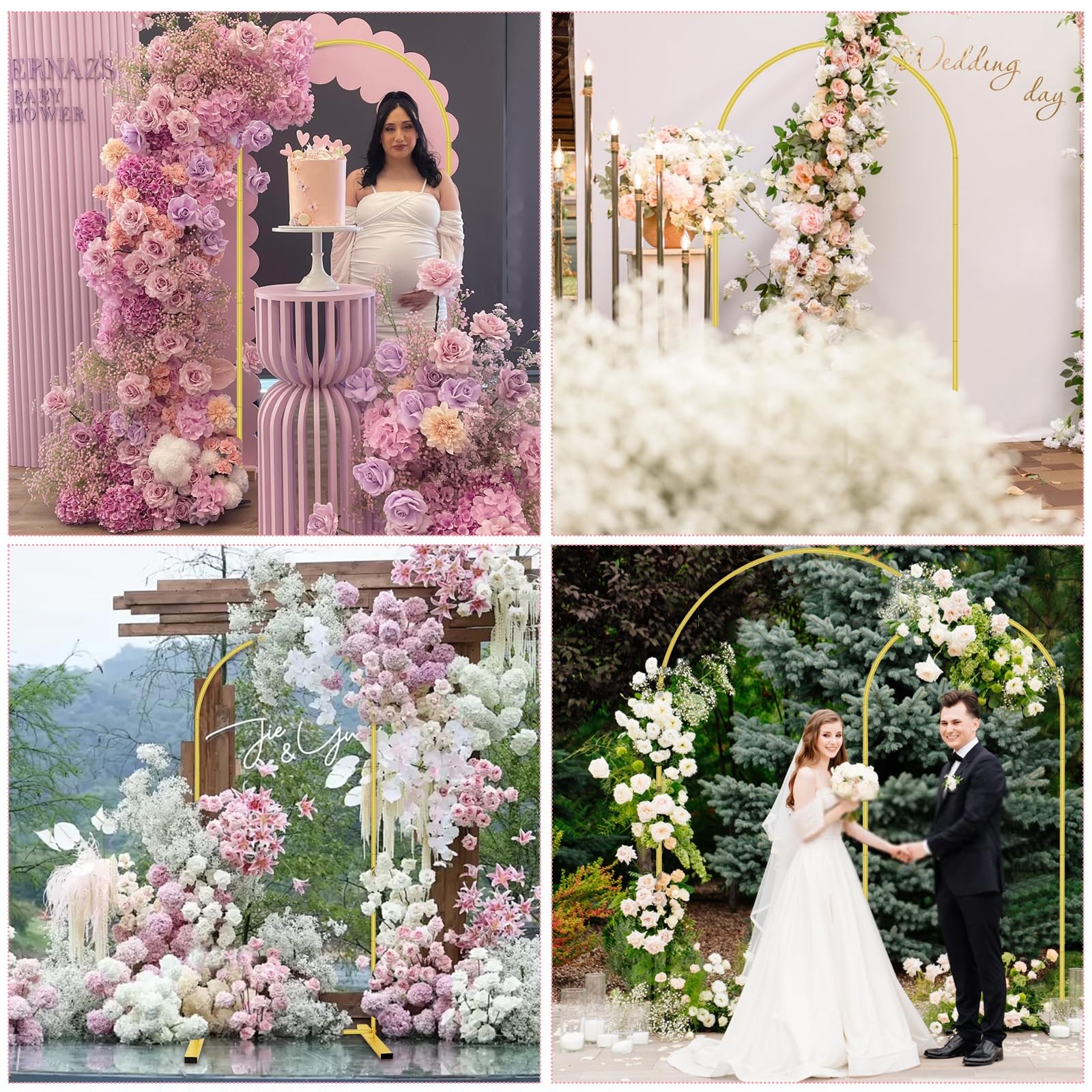 6 FT Metal Arch Backdrop Stand, Wedding Arch Frame for Parties, Birthday, Bab…