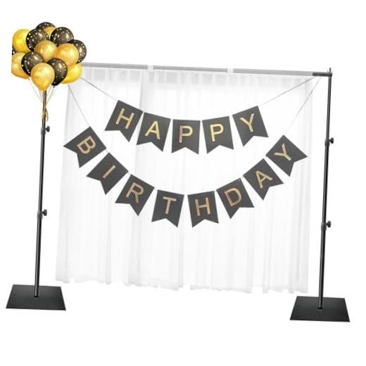 Backdrop Stand, 6.5×10 ft Adjustable Photo Background Pipe and 6.5x10ft Black