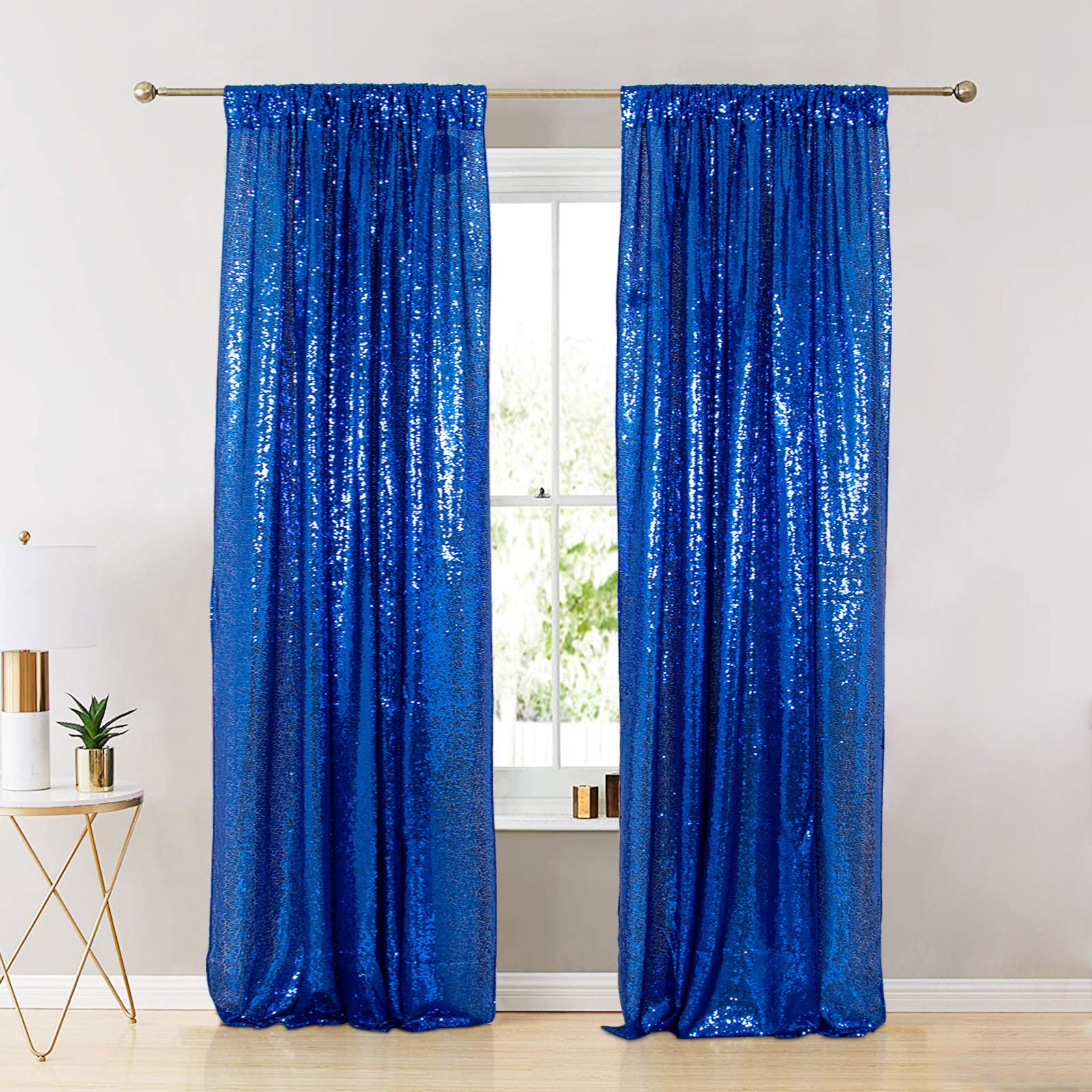 Sequin Curtains 4 Panels Royal Blue Sequin Backdrop Shimmer Backgrounds Party…
