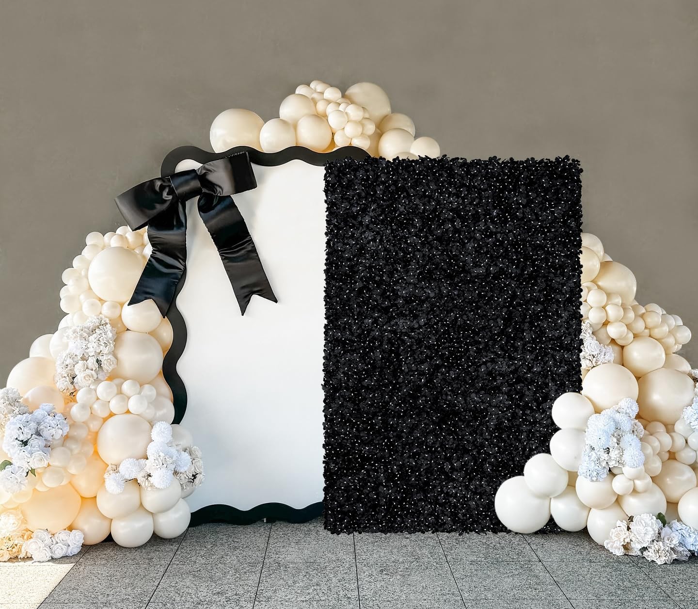 Black Flower Backdrop Artificial Wall Mat 7×4.6ft 3D 7ftx4.6ft,