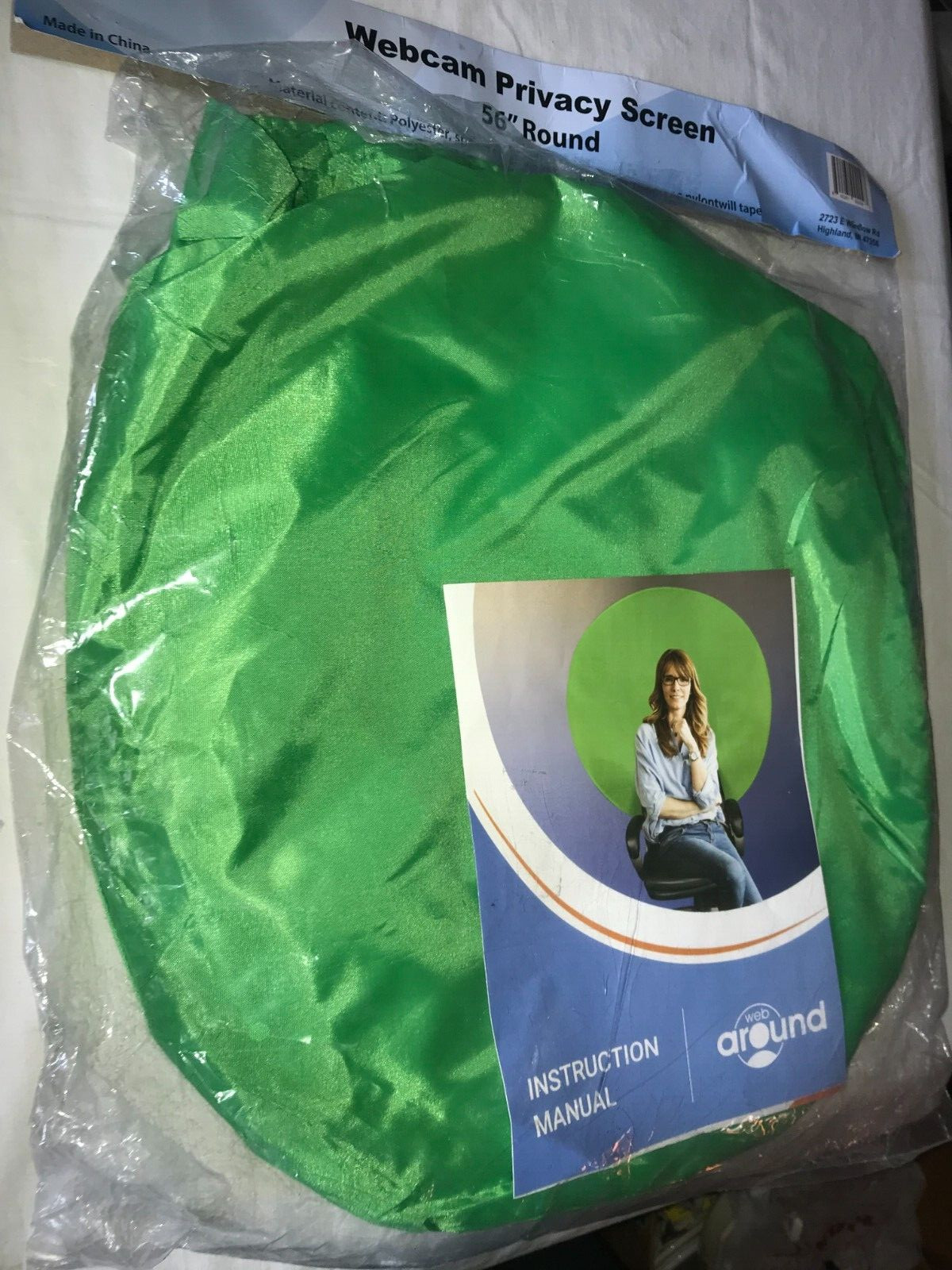 New WEB AROUND Circular Portable GREEN SCREEN Backdrop WEB CAM Privacy 56″ ROUND