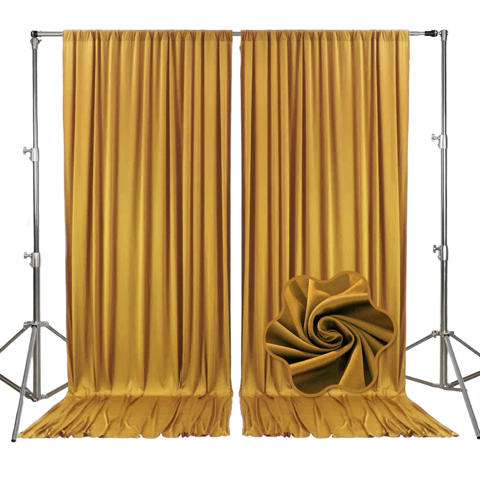 10ft x 7ft Gold Backdrop Curtains for Parties Fabric Satin Background Curtain…