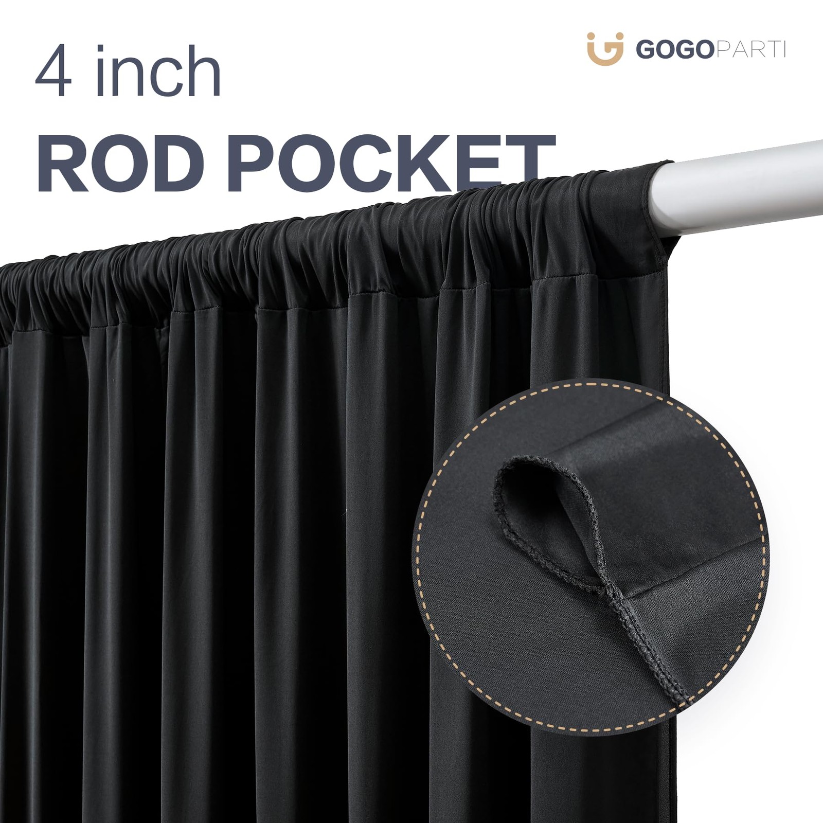 50x16ft Black Backdrop Curtains for Wedding W5′ x H16′(10 panels),