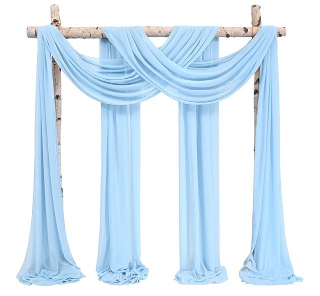 Wedding Arch Drapes Fabric 4 Panels 20Ft L x 28” Baby Blue Arch Chiffon Curtains