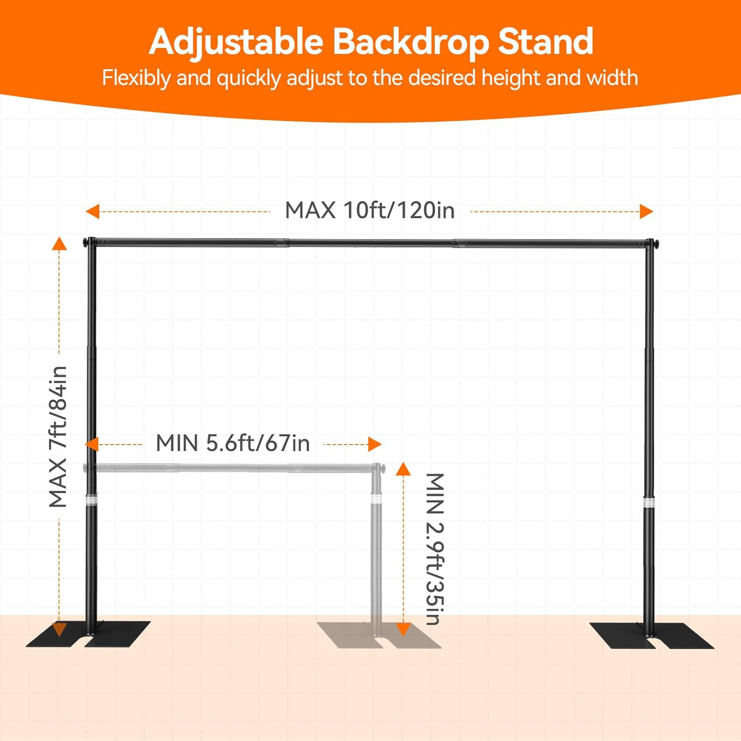 Pipe and Drape Backdrop Stand Kit 7X10Ft, Heavy Duty Back Drop Adjustable Stand