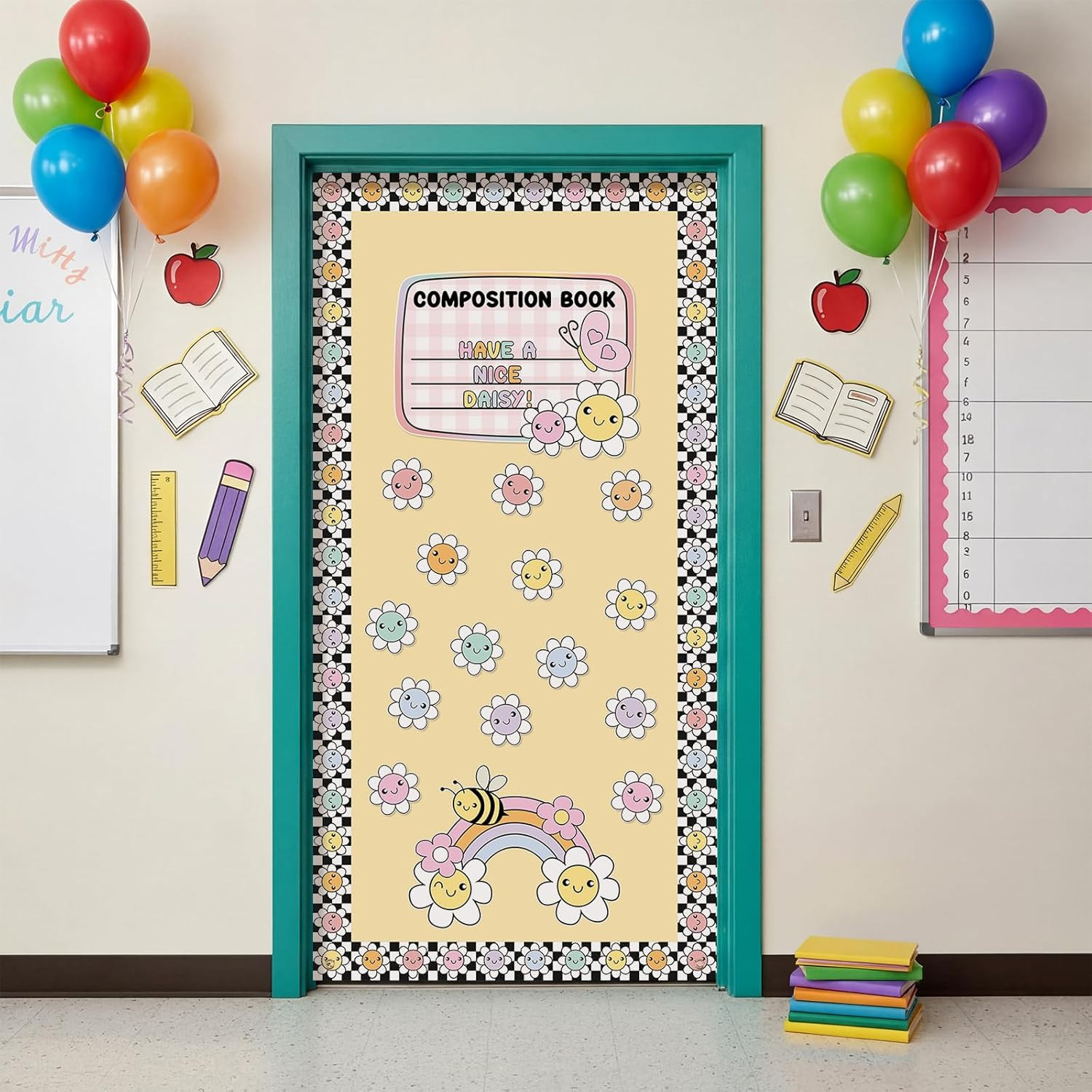 Pastel Petals Banner Door Decor Colorful Flowers Back to School Party Supplies P