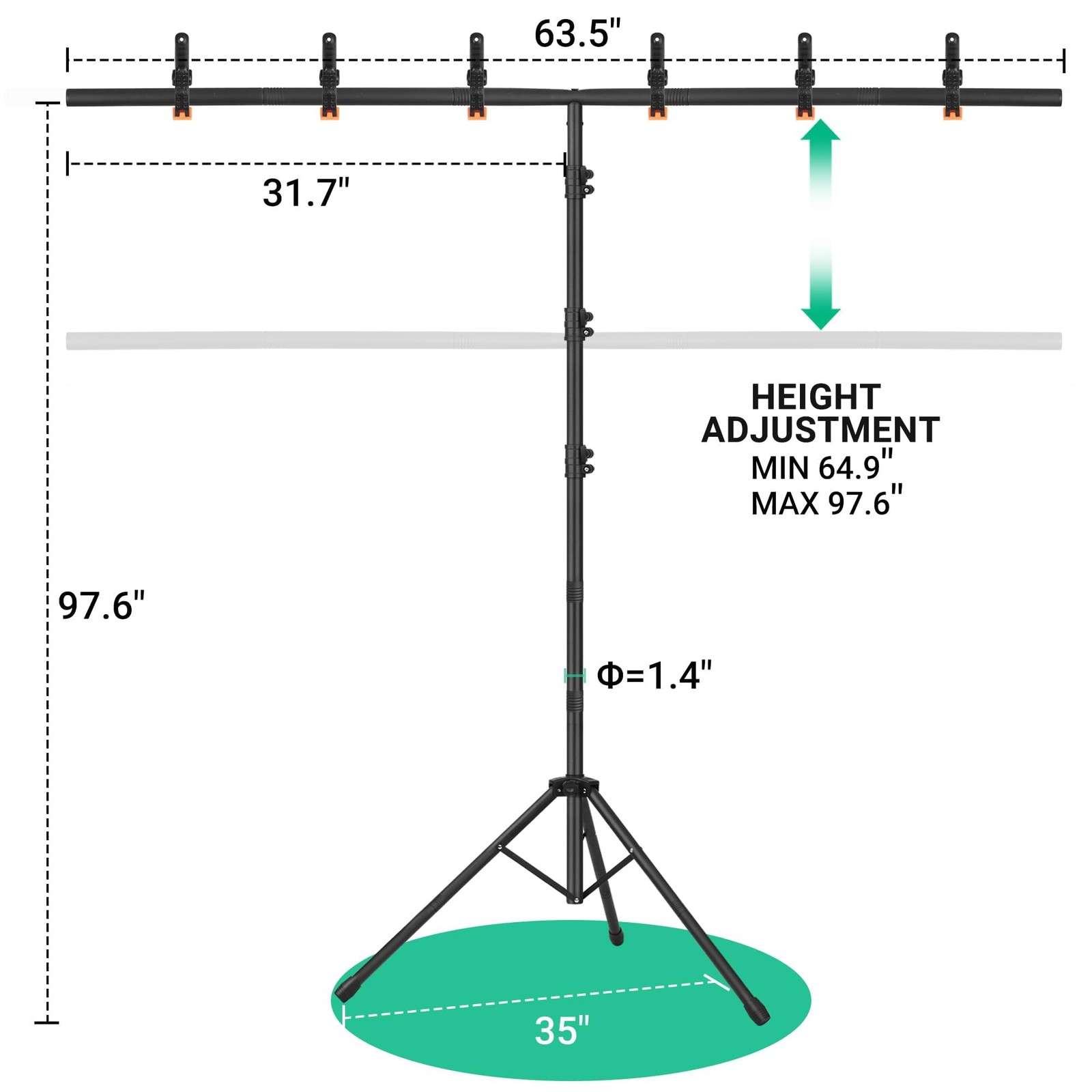T-Shape Portable Backdrop Stand – 8×5.2ft Adjustable Photo Background Stand K…