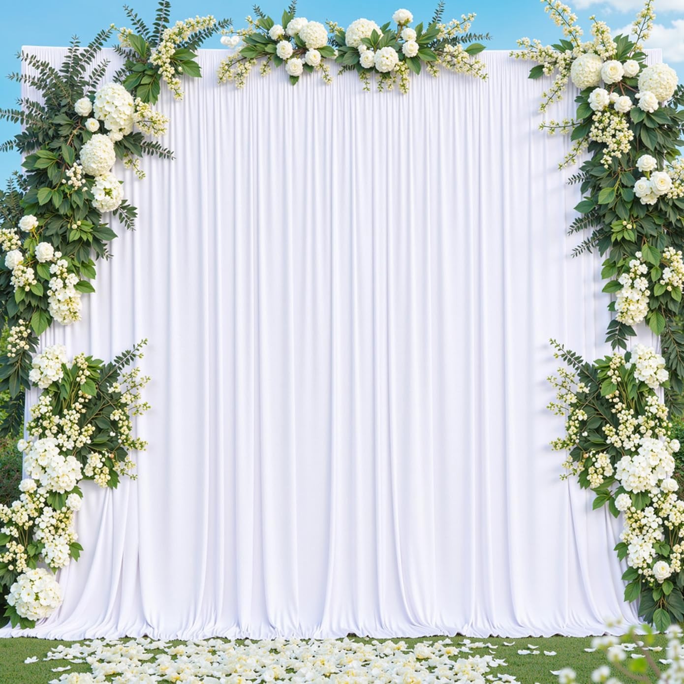 10×10 White Backdrop Curtain for Parties Wedding Wrinkle Free White Photo Cur…