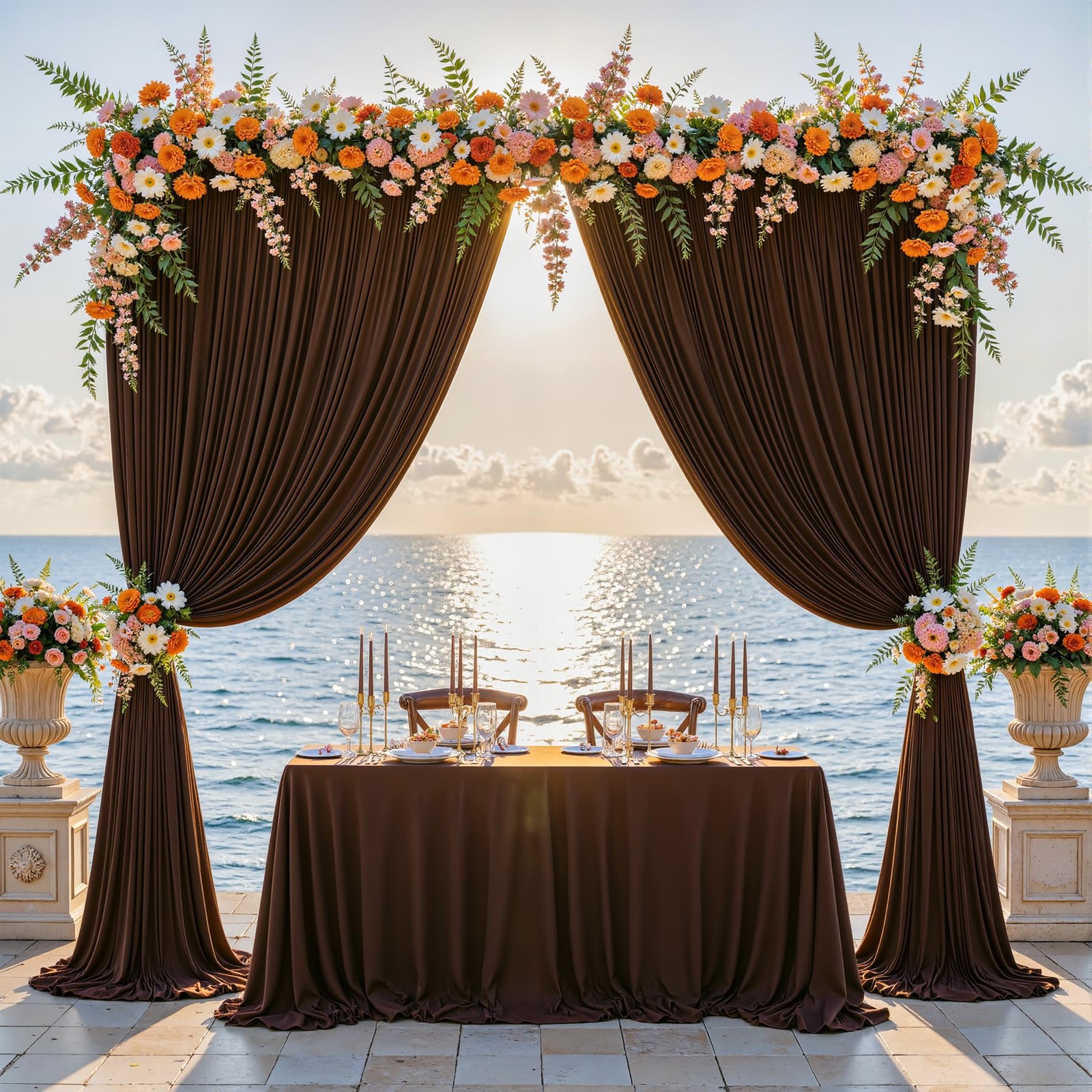 Dark Brown Backdrop Curtains Polyester Photography Drapes Wedding 8x10ft