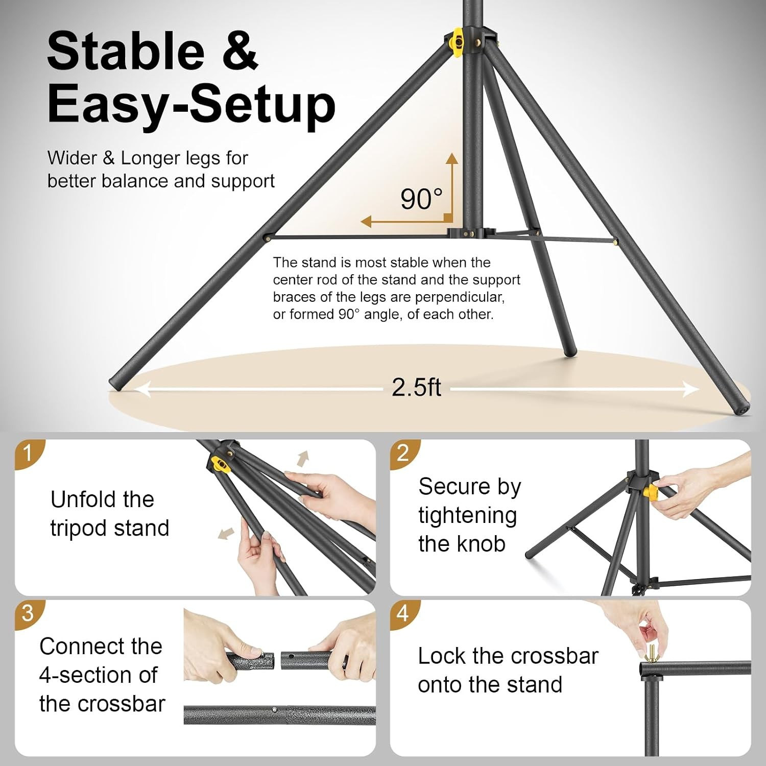 Lincostore Backdrop Support Stand Kit 10×6.5ft Adjustable Photography Studio