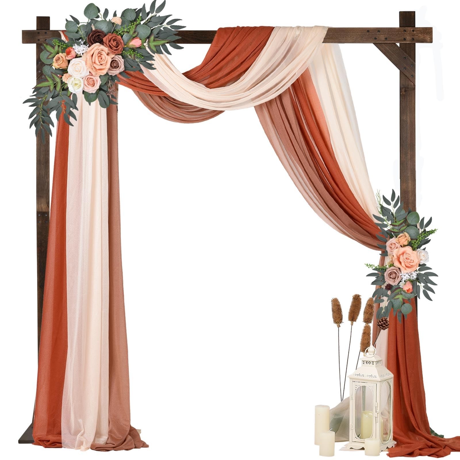 Chiffon Wedding Arch Sheer Draping Fabric Curtains Terracotta Blush 3 Panel