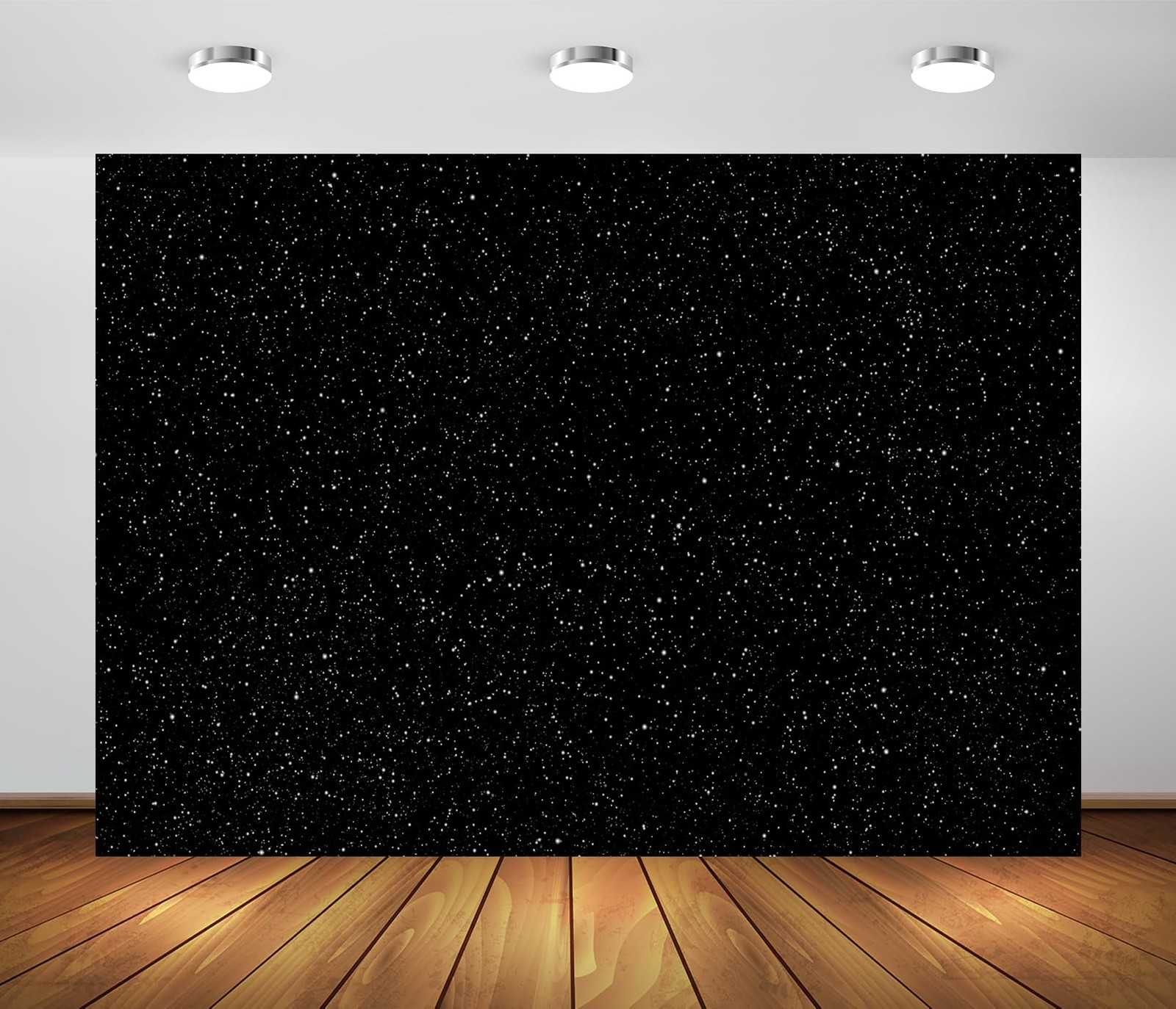 8x6ft Fabric Black Starry Sky Backdrop Night Sky Stars Outer Space Galaxy Uni…