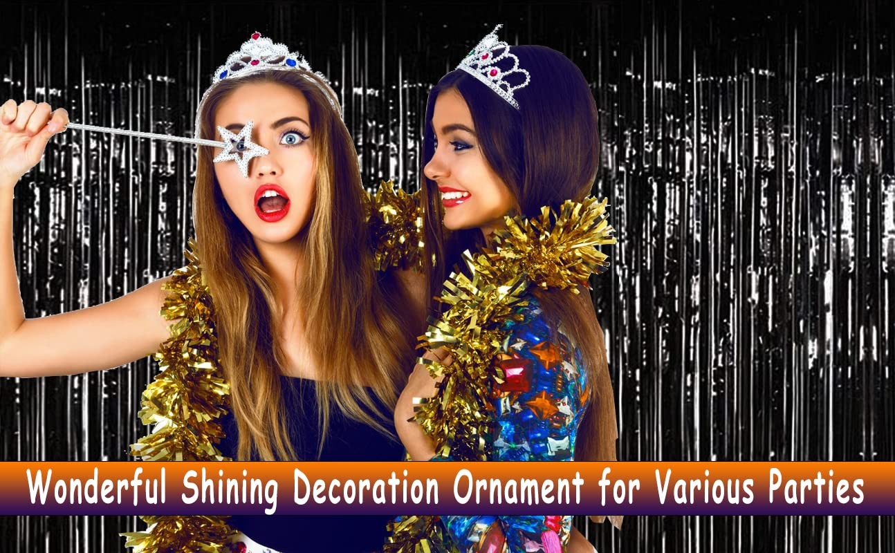 4 PCS 3.28×8.2FT Black Foil Fringe Curtain Tinsel Door Backdrop 30th Birthday