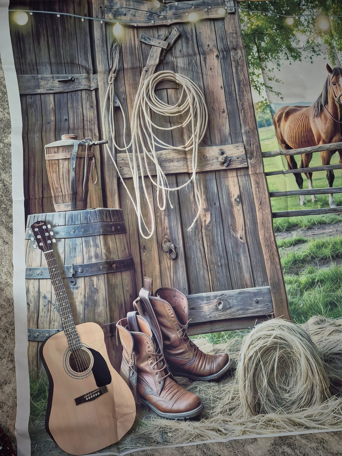 7x5ft Backdrop Cowboy Horse Barn Western Theme- NEW