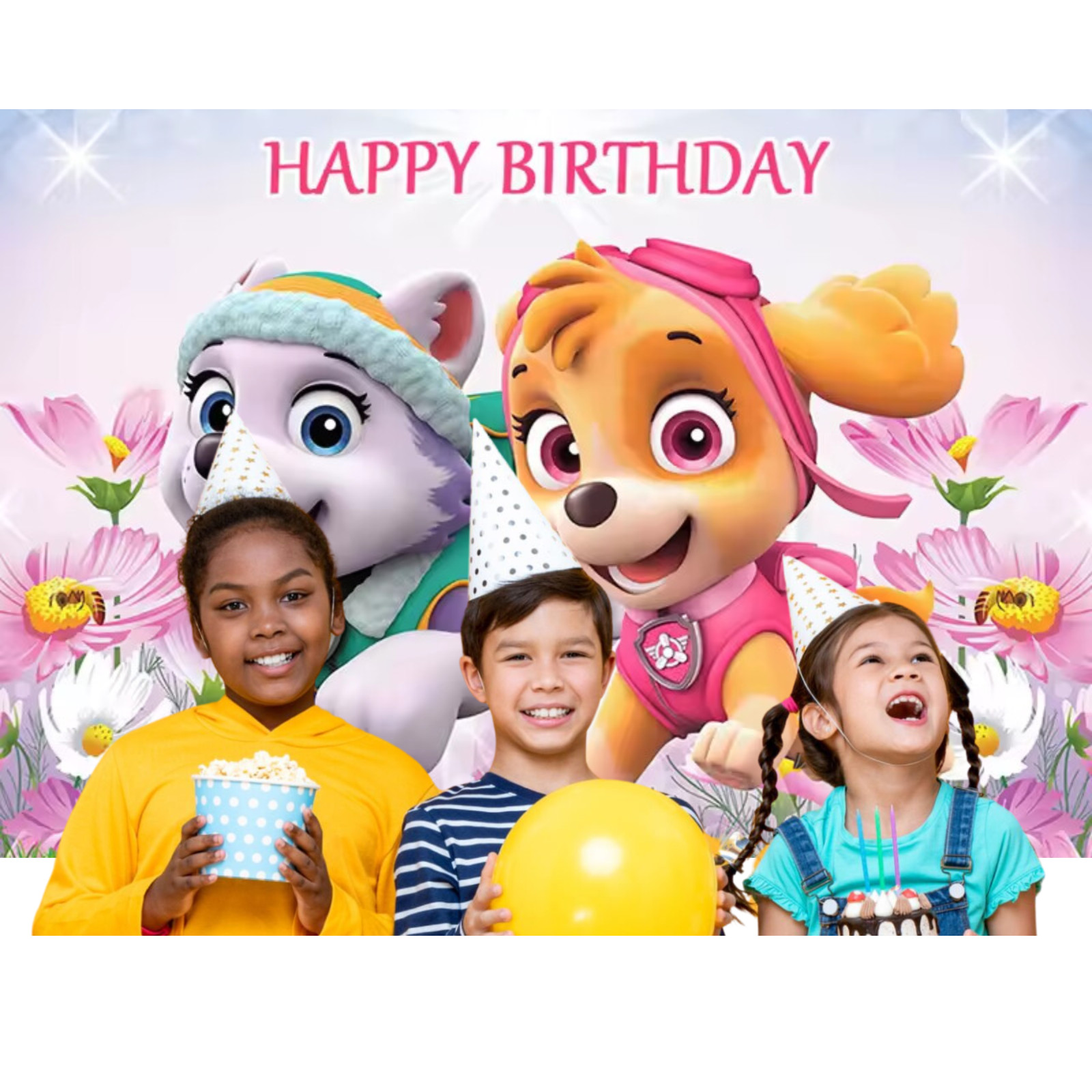 Paw Patrol Skye & Everest 3 x 5 Foot Happy Birthday Backdrop Photo Banner Decor