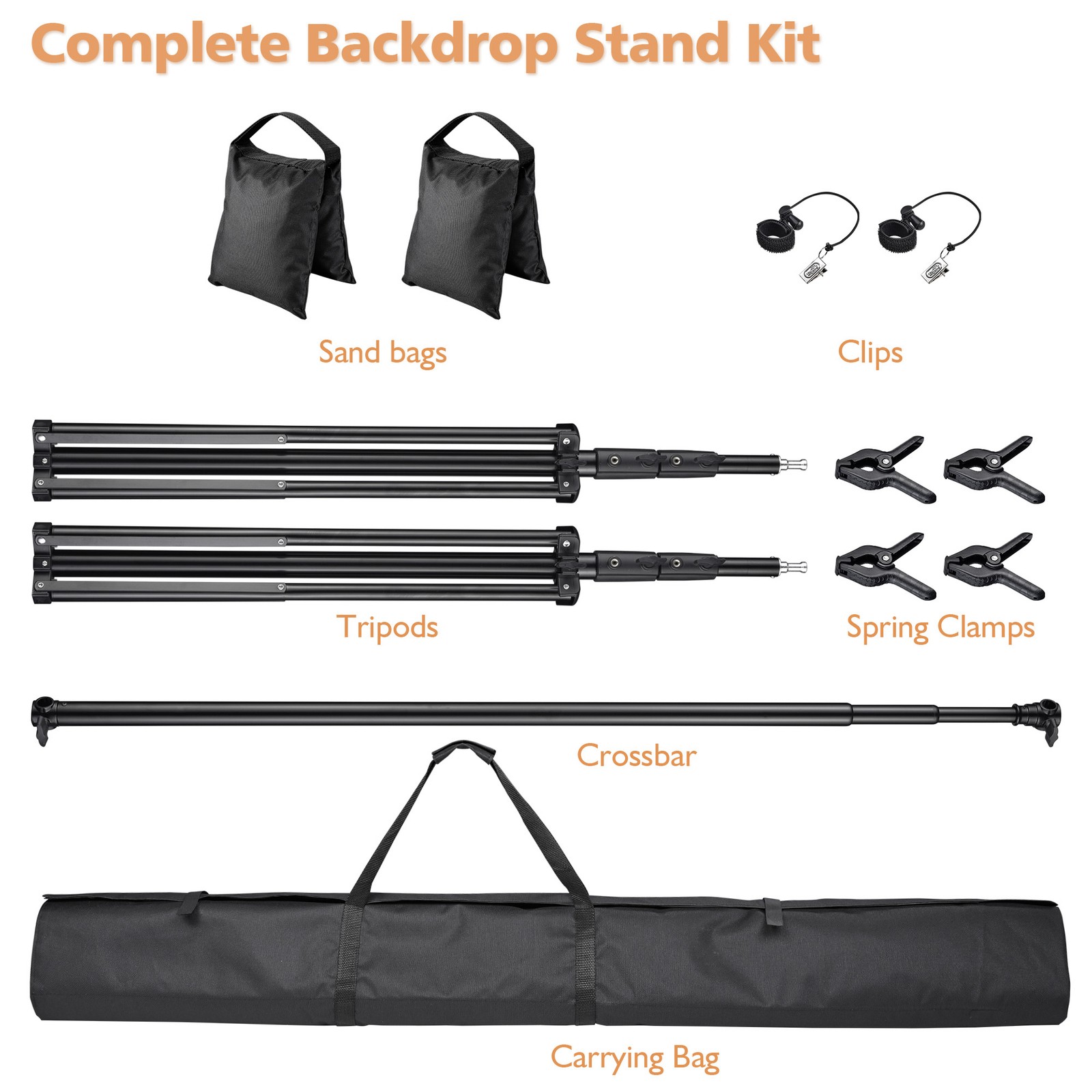 9.5x10Ft Photo Backdrop Stand Tripod Crossbar Background Support System Studio