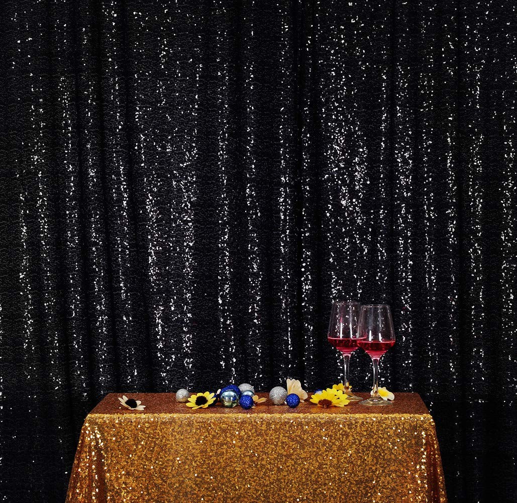 Sequin Backdrop 6×8 Feet Black Curtain Background Halloween Wedding Party