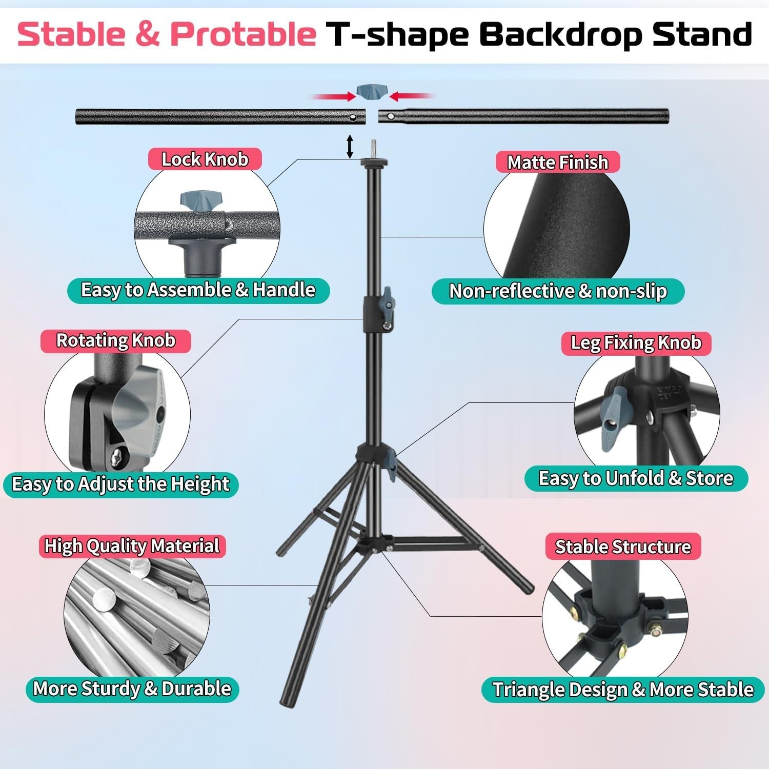 Portable Photography Backdrop Stand Kit for Small Products & Jewelry