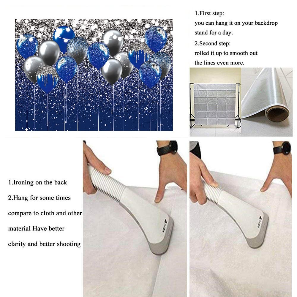 Royal Blue Glitter Backdrop 7x5FT Blue Silver Sequin Photography Studio Event