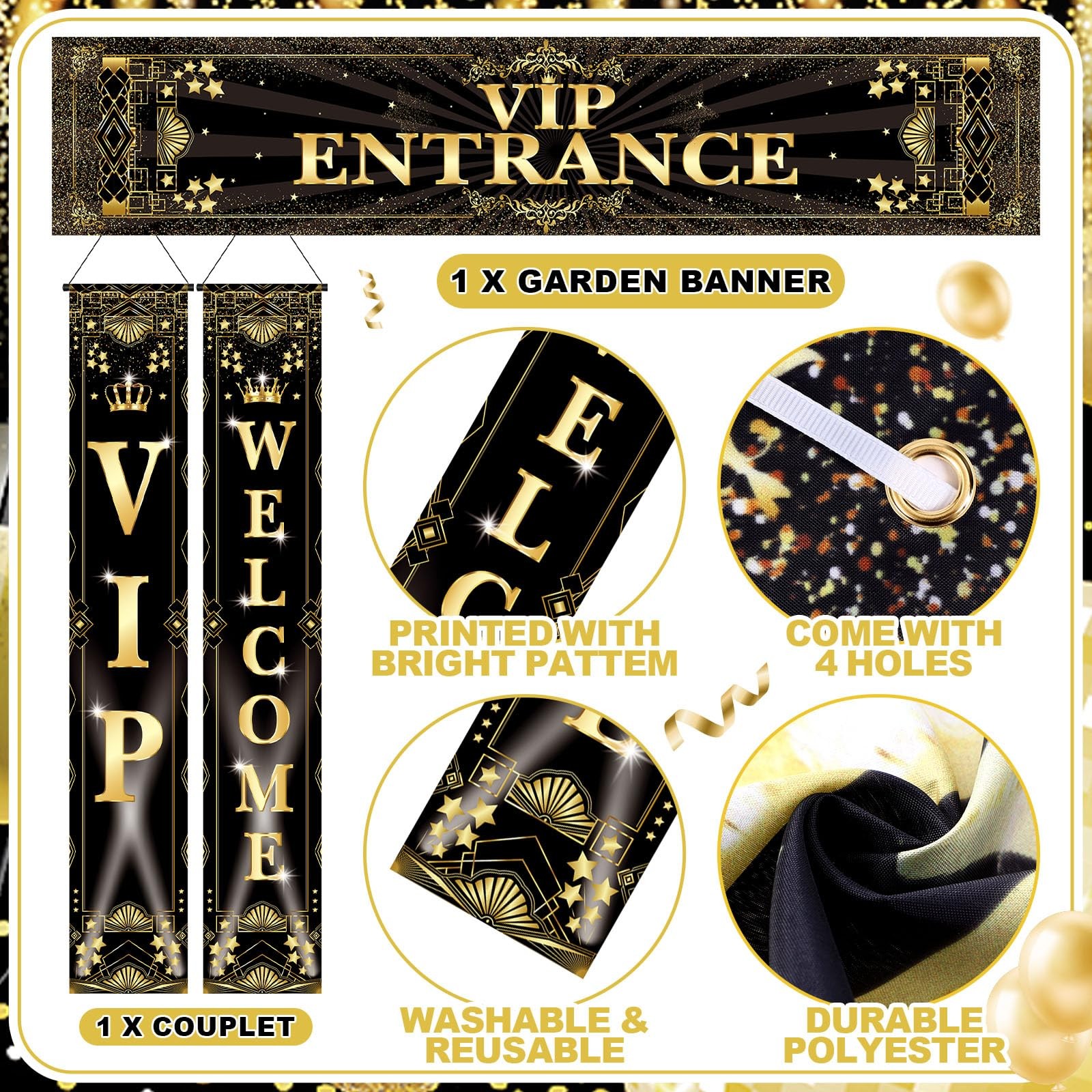 3 Pcs VIP Party Decoration Banner VIP Welcome Entrance Movie Night Door Porch…