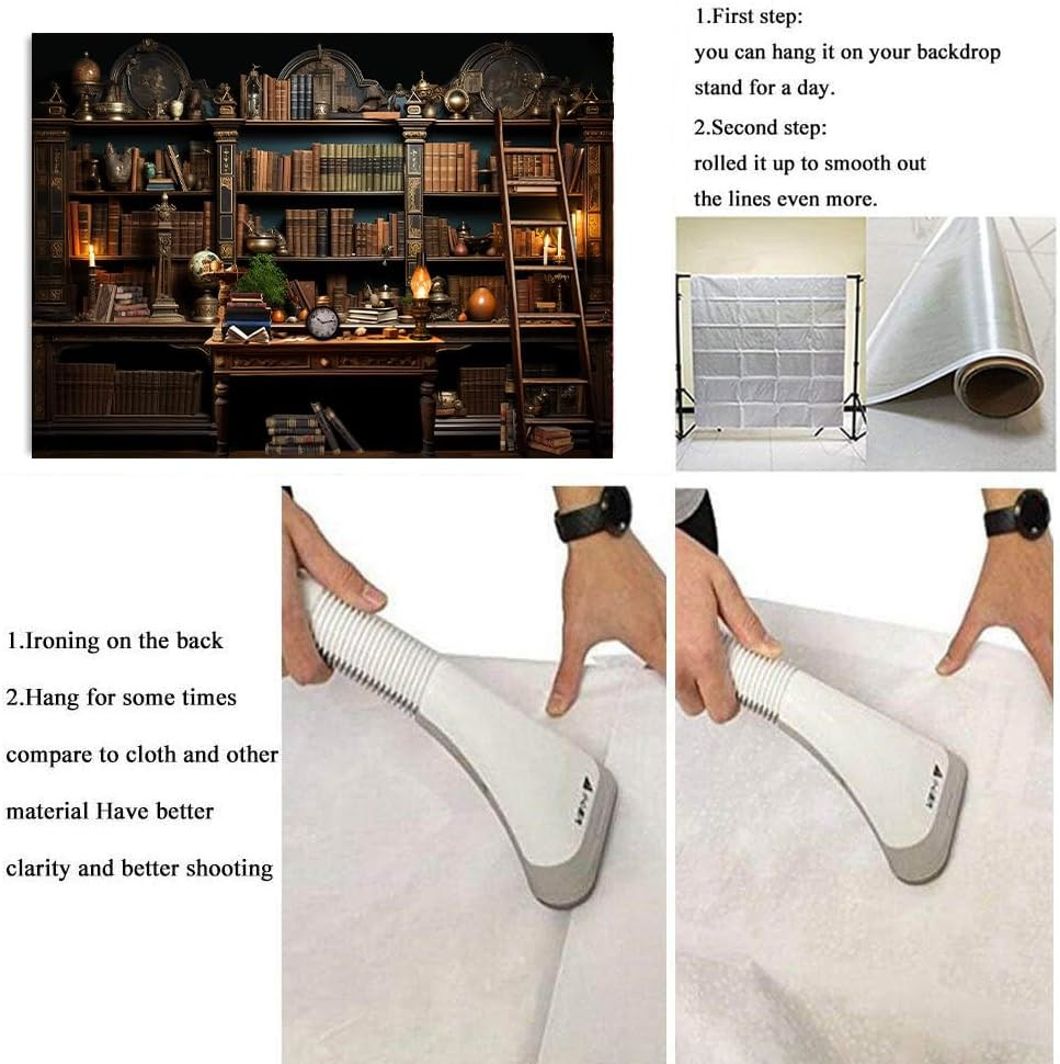 7X5FT Vintage Bookshelf Photography Backdrop Classical Study Room Medieval Books