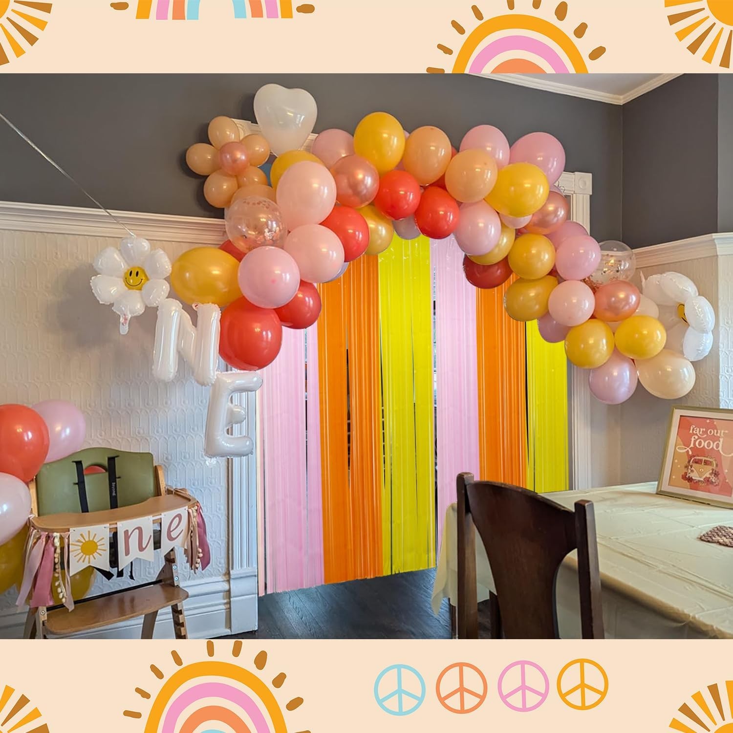 Groovy Foil Fringe Curtains Backdrop Birthday Party Decorations, 2 Pack 3.28 …