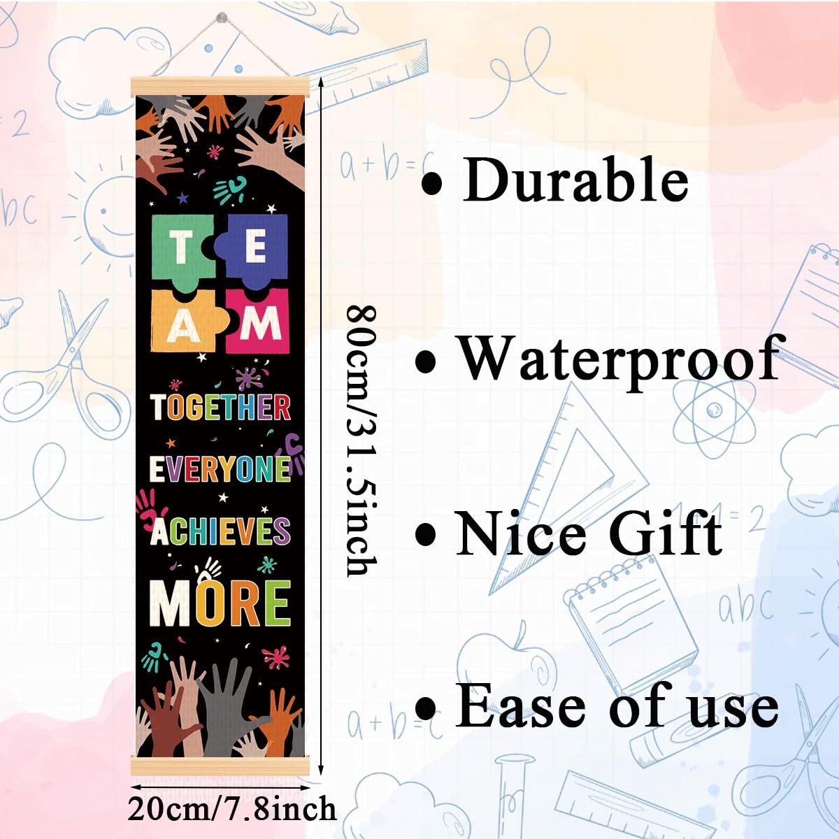 Team Together Everyone Achieves More Porch Banner Vertical Door Banner for Cl…