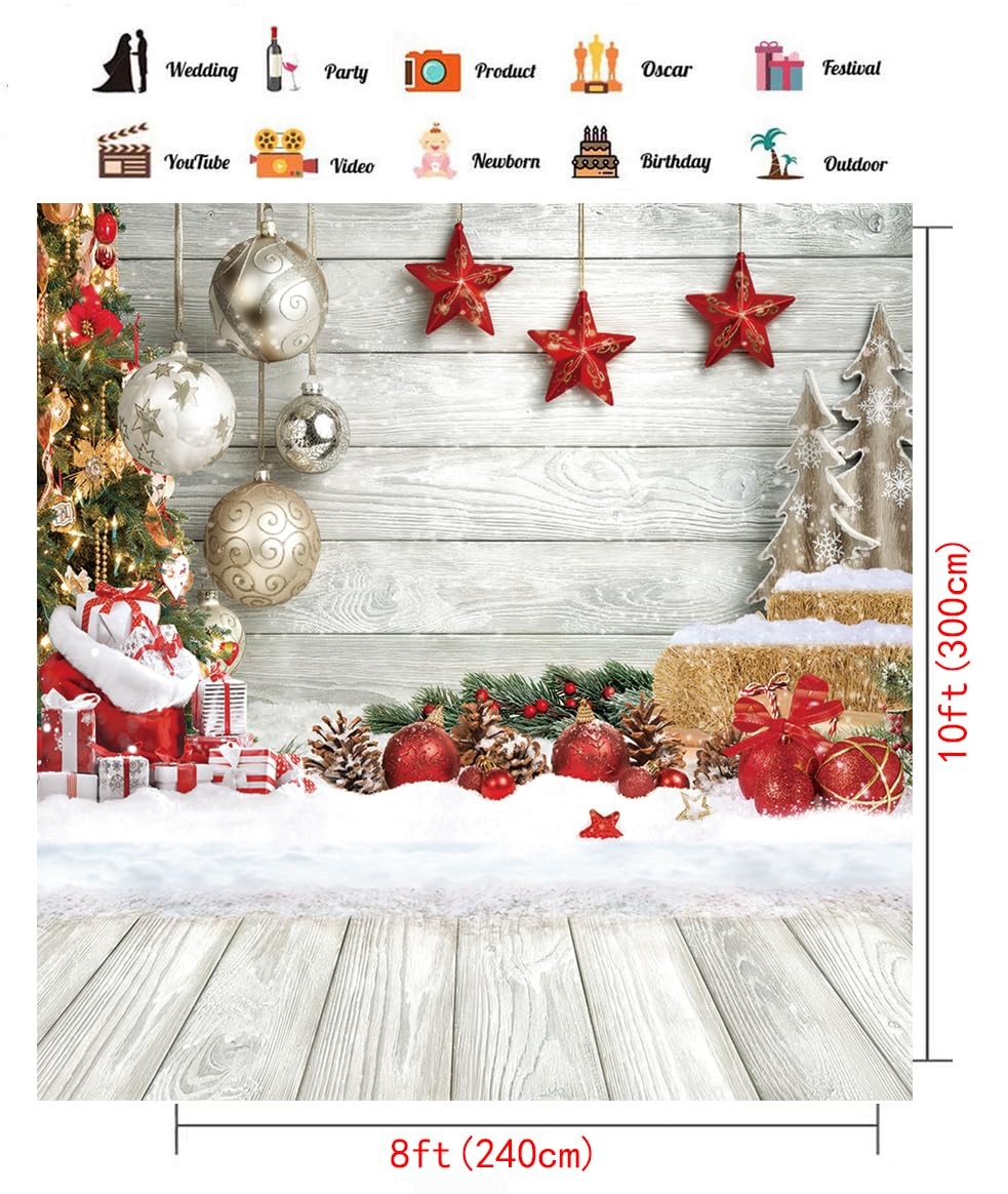 CHAIYA 5X7FT Christmas Backdrop White Wood Floor Photography 5′x7′,