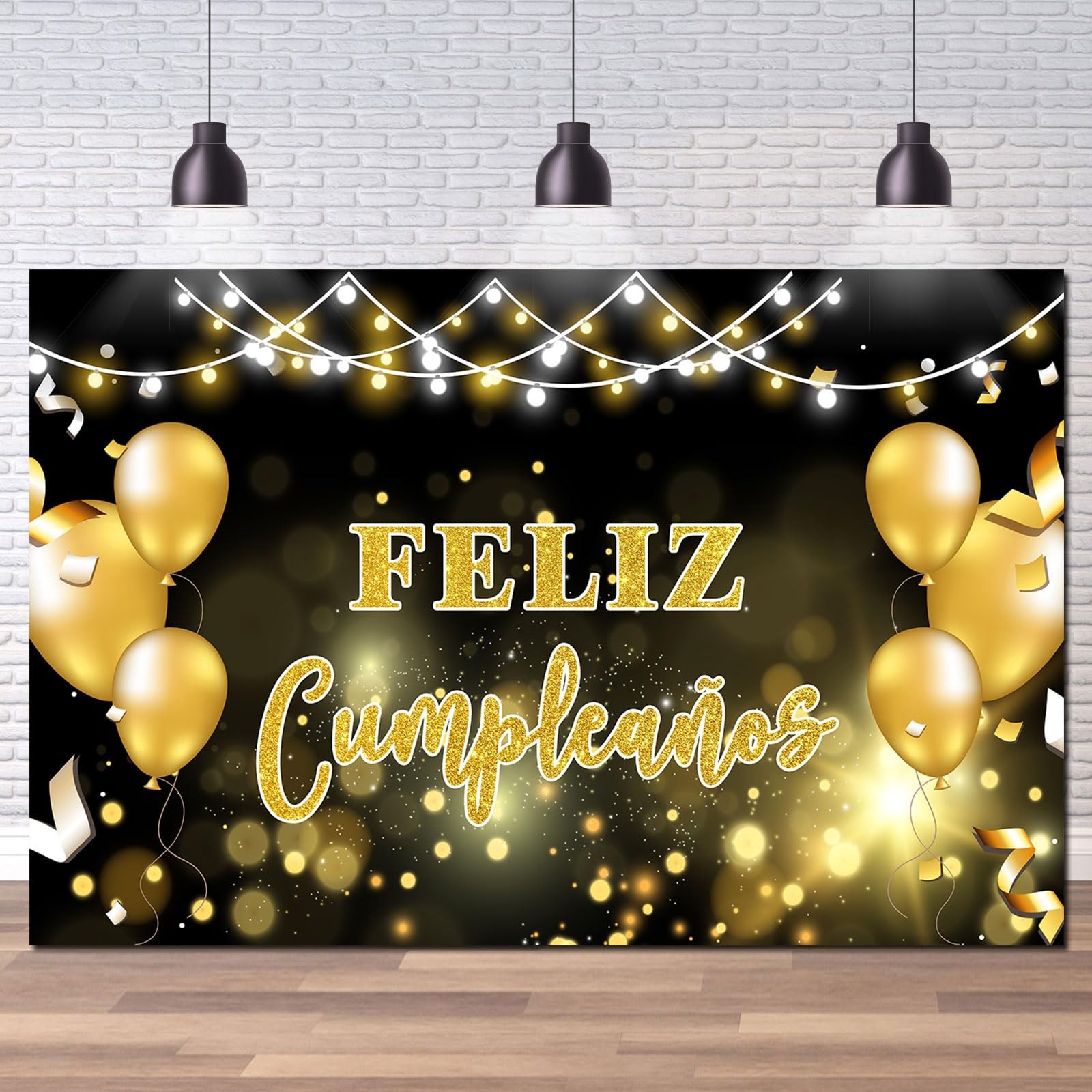 Feliz Cumpleaños Backdrop, Spanish Happy Birthday Photo 6ft x 4ft, colorful