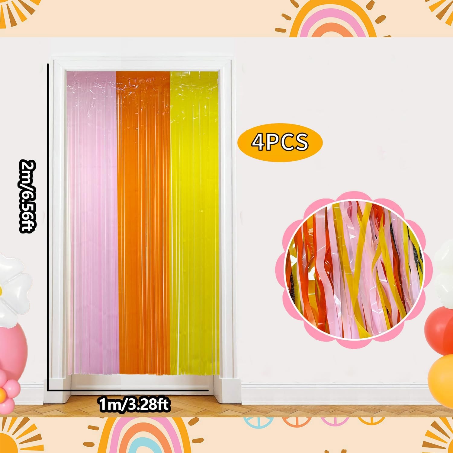 Groovy Foil Fringe Curtains Backdrop Birthday Party Decorations, 2 Pack 3.28 …