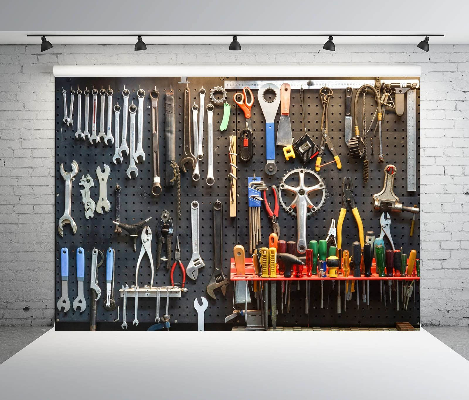 BELECO 7x5ft Fabric Workshop Tools Backdrop Garage Mechanic 7x5FT, A14197