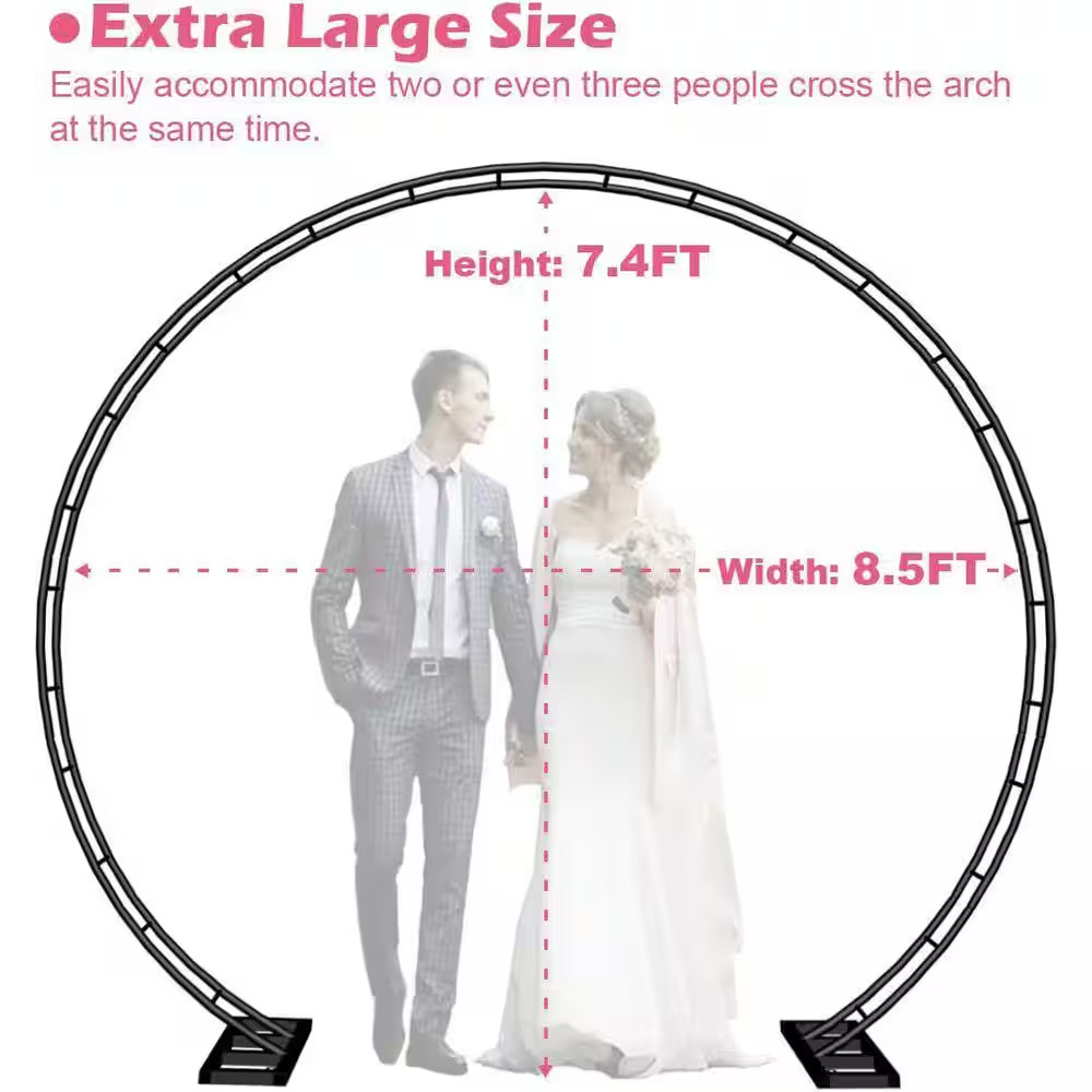Extra Large Metal Wedding Arch Backdrop Stand 102 W X 88.8 H round Frame for Cer
