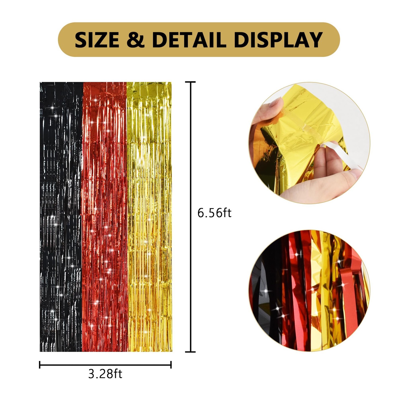 Black Red Gold Foil Fringe Curtain Metallic Door Streamers Backdrop Props
