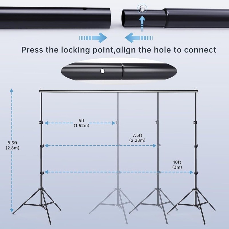 8.5 x 10 FT Photo Backdrop Stand Kit Adjustable Background Holder Support System