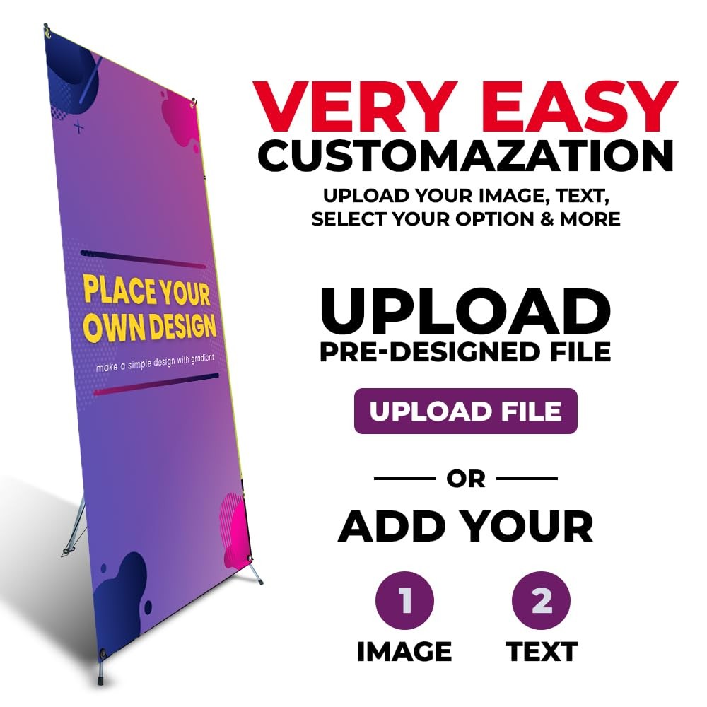 Custom X Banner Printing 24 x 62 in. including Custom printed banner with sta…