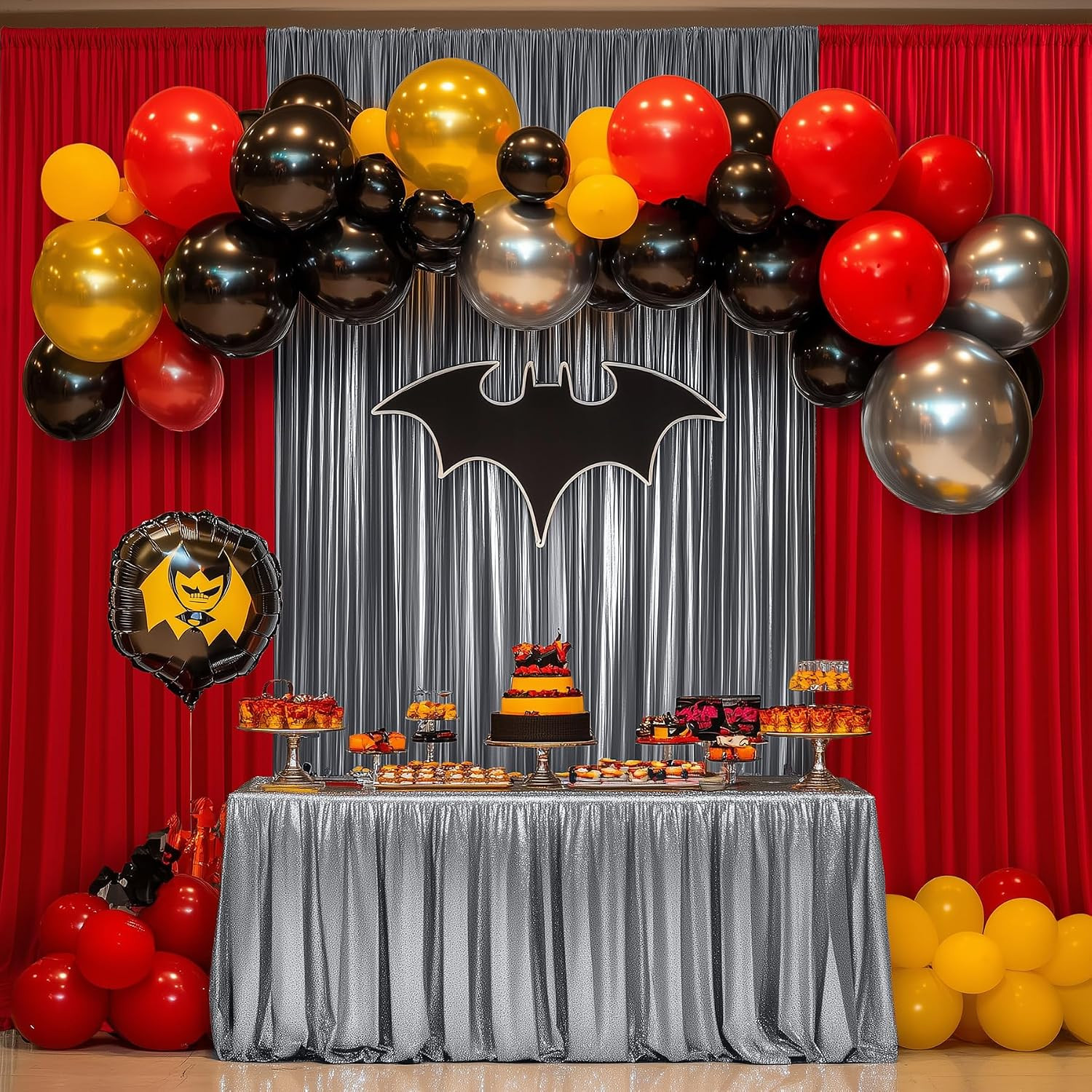 Thick 10 Ft X 10 Ft Black Silver Sequin Backdrop Curtain for Parties