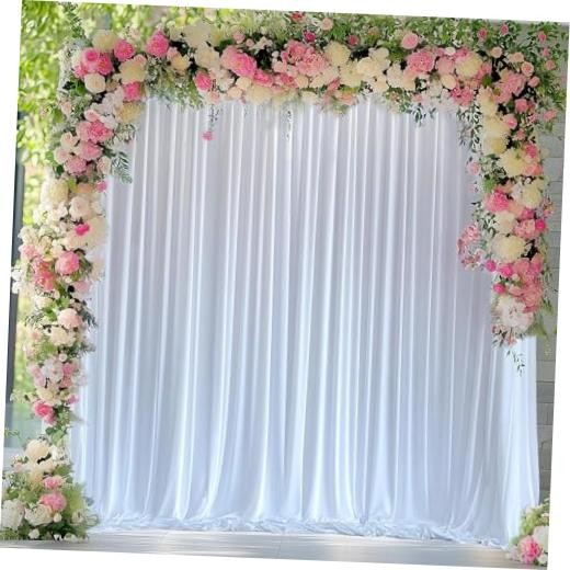 Backdrop Curtain for Parties 10x10FT Photo Backdrop Drapes for 10FTx10FT White