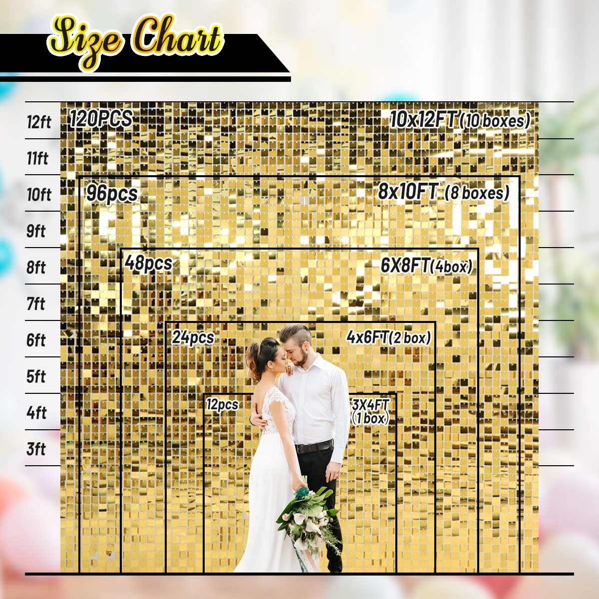 Kate Square Light Gold Sequin Wall Panels Shimmer Wall Birthday Party Backdro…