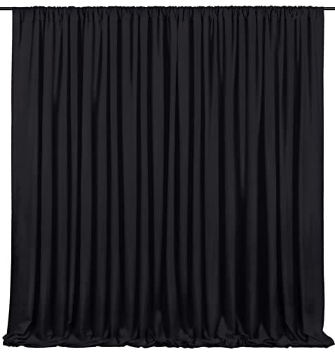 Black Backdrop Curtains 2 Panels 5ft x 10ft Polyester Photo Backdrop Drapes f…