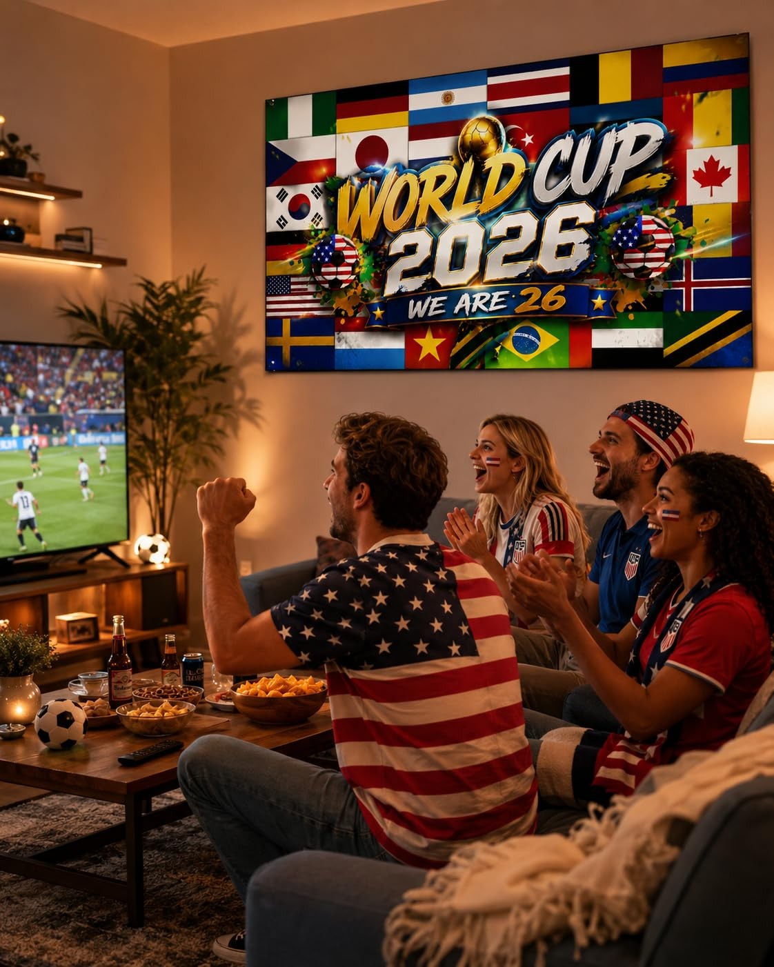 2026 World Football Cup 71×43 Inch Backdrop, Extra Large Soccer Festival Back…